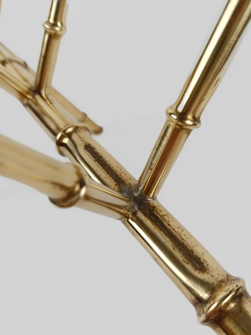 New Pamono Vintage Gilded Brass & Faux Bamboo Magazine Rack, Italy, 1960s