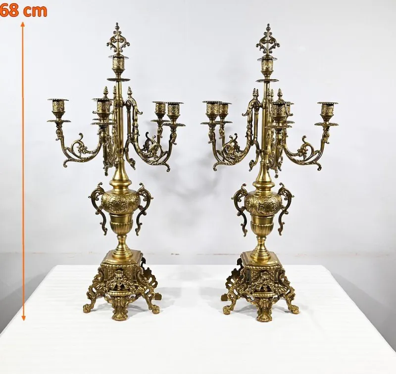 Online Pamono Vintage Gilded Bronze Candleholders, Set of 2