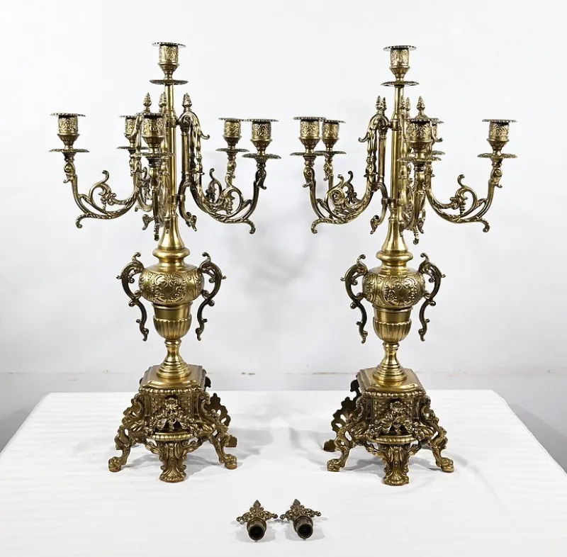 Online Pamono Vintage Gilded Bronze Candleholders, Set of 2