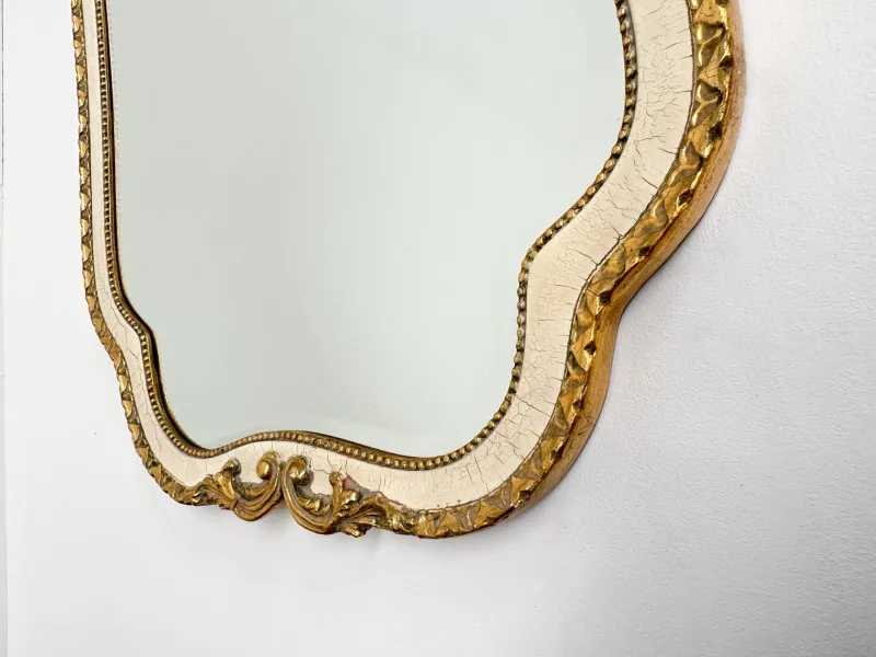 Pamono Vintage Gilt Wood Wall Mirror with Beveled Glass, 1930s> Mirrors