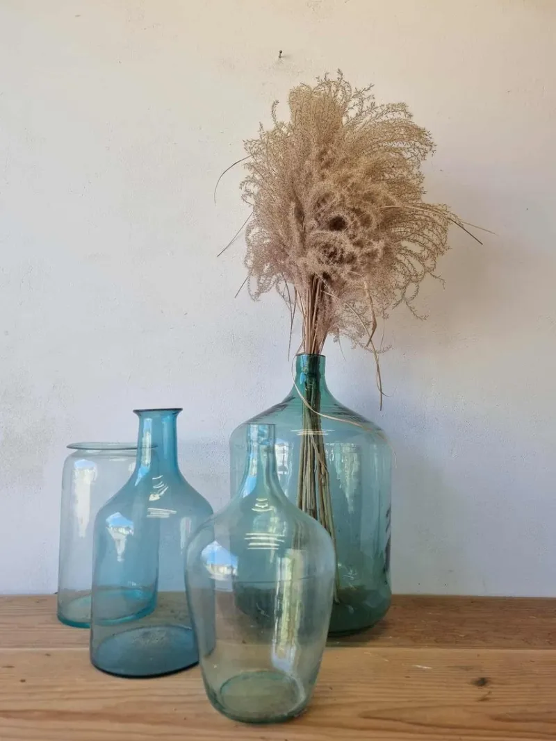 Pamono Vintage Glass Bottles and Vases, 1940s, Set of 4> Bottles, Carafes & Jugs