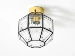 Pamono Vintage Glass Ceiling Lamp from Limburg, 1970s> Ceiling Lights