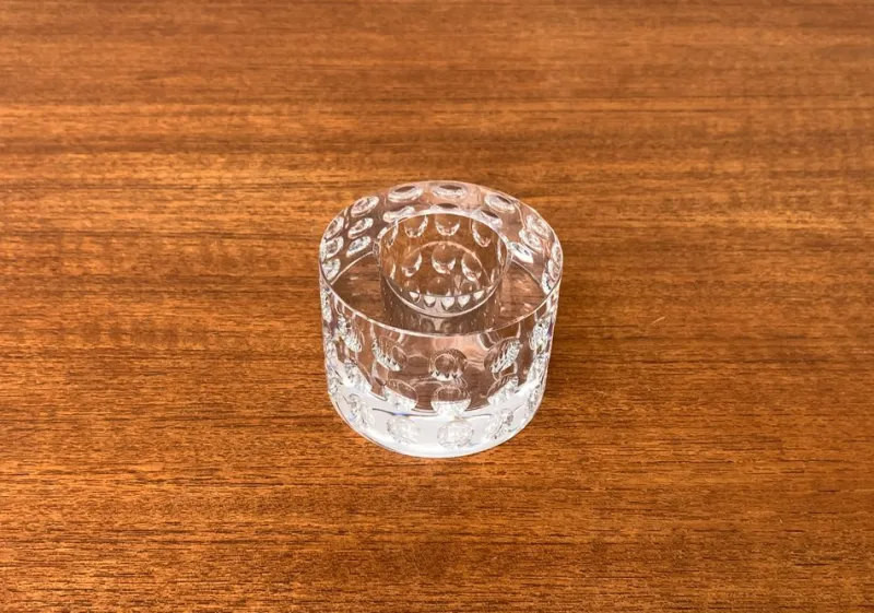 New Pamono Vintage Glass Crystal Candleholder by Oleg Cassini