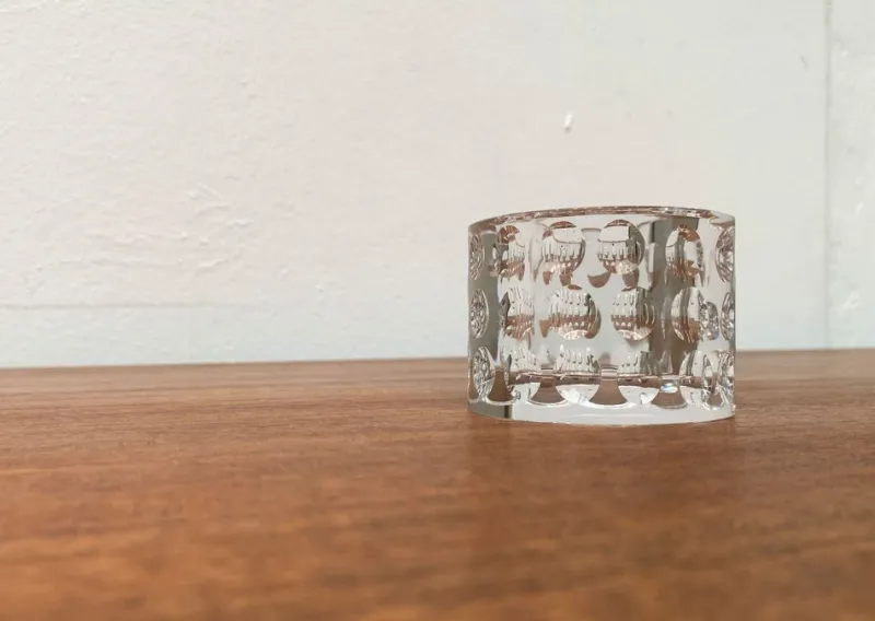 New Pamono Vintage Glass Crystal Candleholder by Oleg Cassini