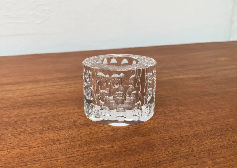 New Pamono Vintage Glass Crystal Candleholder by Oleg Cassini
