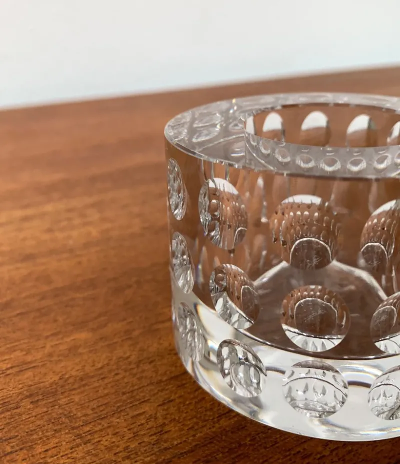 New Pamono Vintage Glass Crystal Candleholder by Oleg Cassini