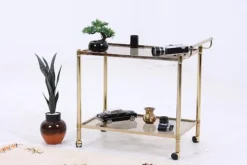 Pamono Vintage Glass Serving Cart, 1960s> Serving Bar Carts & Trolleys