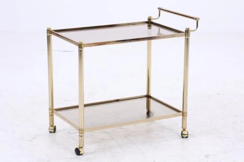 Pamono Vintage Glass Serving Cart, 1960s> Serving Bar Carts & Trolleys