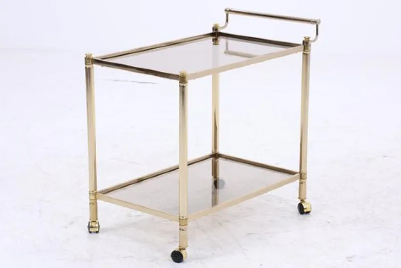 Pamono Vintage Glass Serving Cart, 1960s> Serving Bar Carts & Trolleys
