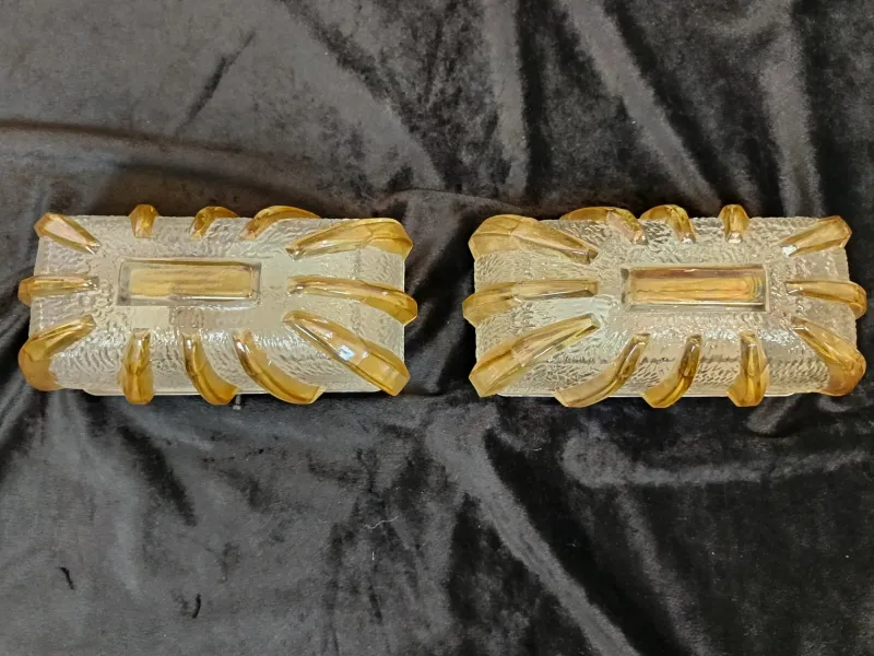 Pamono Vintage Glass Wall Lights, 1970s, Set of 2> Wall Lights & Sconces