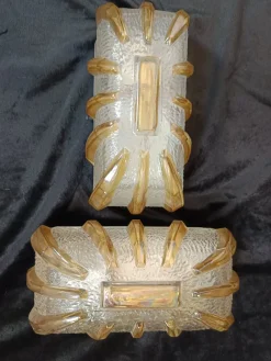 Pamono Vintage Glass Wall Lights, 1970s, Set of 2><noscript><img width=
