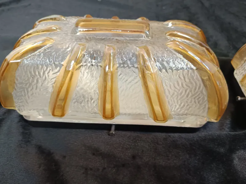Pamono Vintage Glass Wall Lights, 1970s, Set of 2> Wall Lights & Sconces