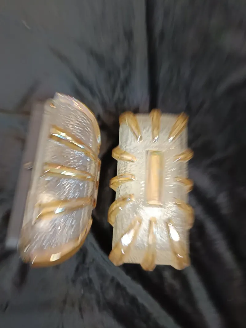 Pamono Vintage Glass Wall Lights, 1970s, Set of 2> Wall Lights & Sconces