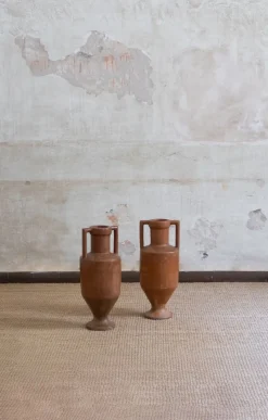 Pamono Vintage Glazed Amphorae, 1950s, Set of 2> Vases