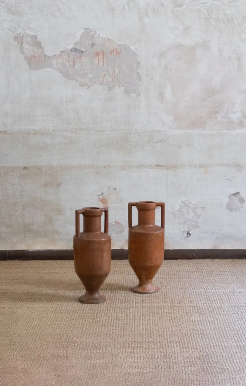 Pamono Vintage Glazed Amphorae, 1950s, Set of 2> Vases