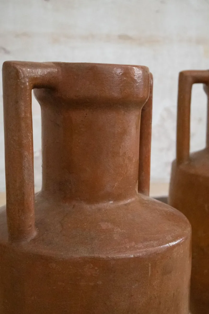 Pamono Vintage Glazed Amphorae, 1950s, Set of 2> Vases