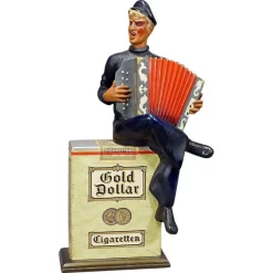New Pamono Vintage Gold Dollar Cigarettes Advertising Sculptur,e 1950s