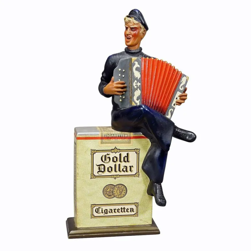 New Pamono Vintage Gold Dollar Cigarettes Advertising Sculptur,e 1950s