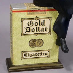 New Pamono Vintage Gold Dollar Cigarettes Advertising Sculptur,e 1950s