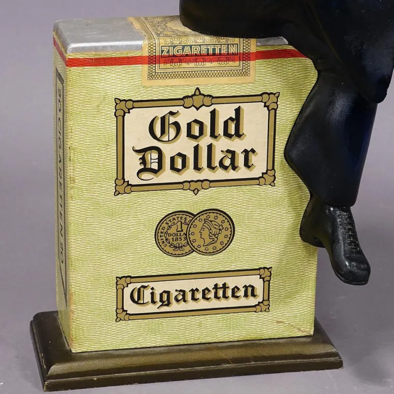 New Pamono Vintage Gold Dollar Cigarettes Advertising Sculptur,e 1950s