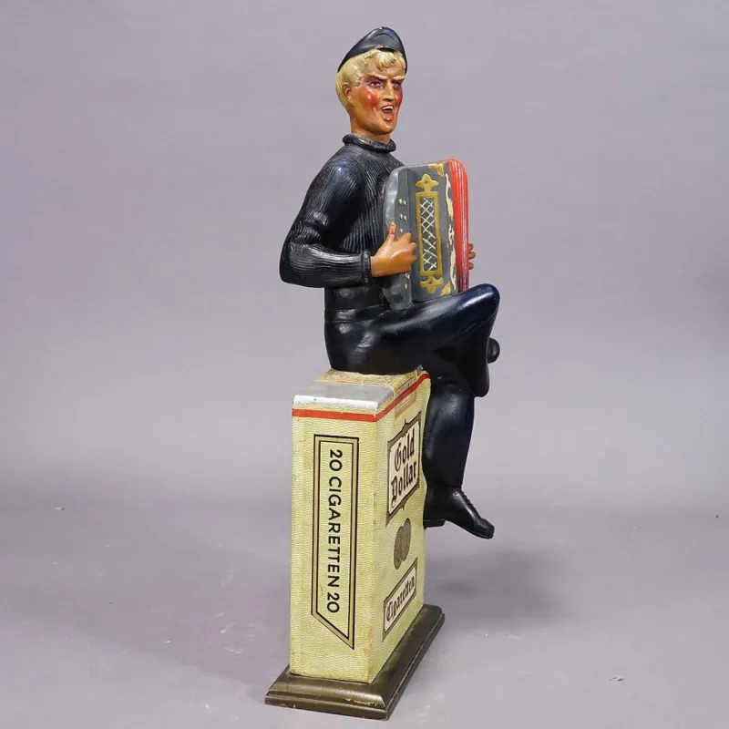New Pamono Vintage Gold Dollar Cigarettes Advertising Sculptur,e 1950s