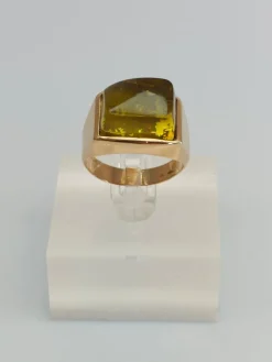 Best Pamono Vintage Gold Ring with Amber, 1966
