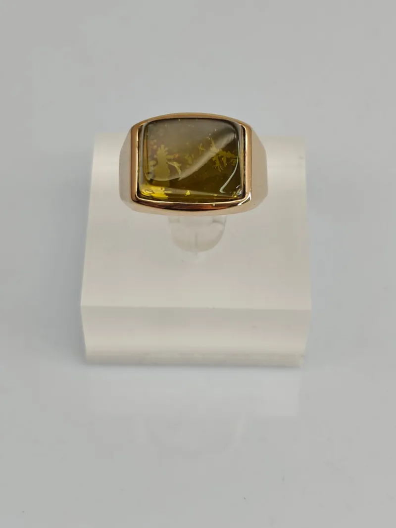 Best Pamono Vintage Gold Ring with Amber, 1966