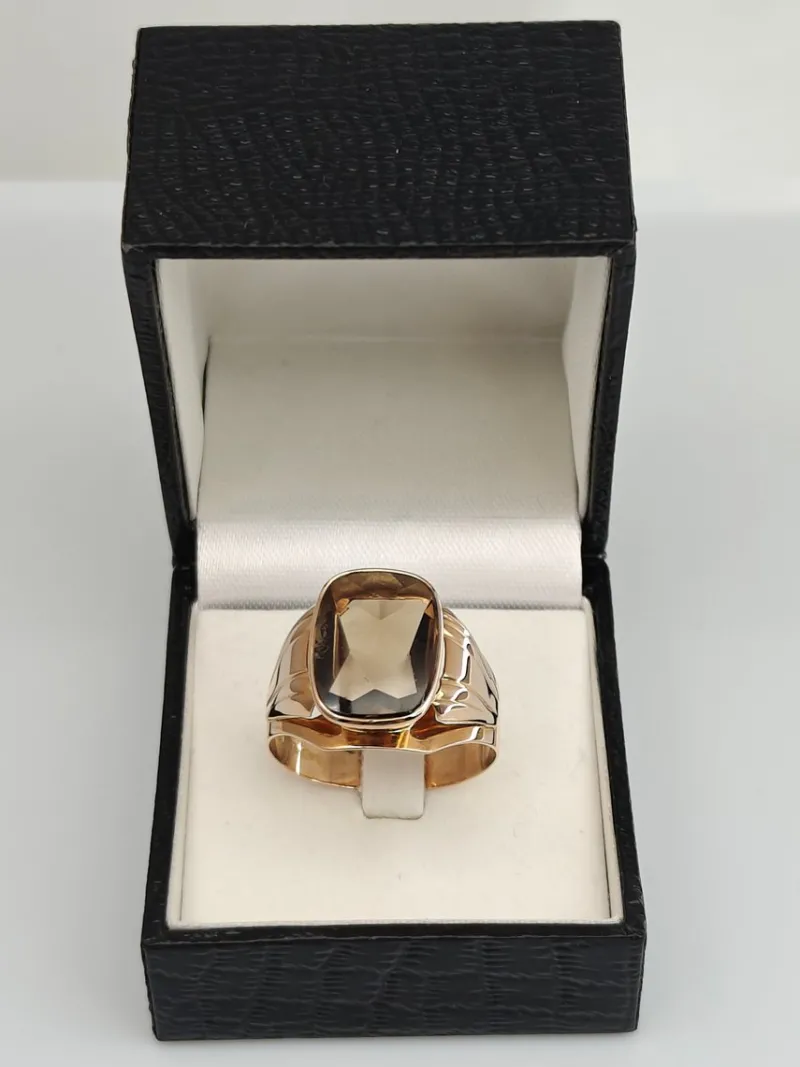 Pamono Vintage Gold Ring with Quartz, 1966> Rings