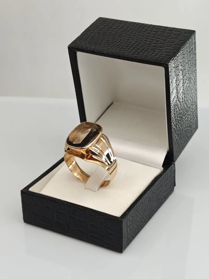 Pamono Vintage Gold Ring with Quartz, 1966> Rings