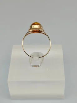 Sale Pamono Vintage Gold Set of Ring and Earrings with Baltic Amber, 1970s, Set of 3