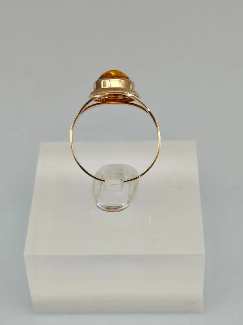 Sale Pamono Vintage Gold Set of Ring and Earrings with Baltic Amber, 1970s, Set of 3