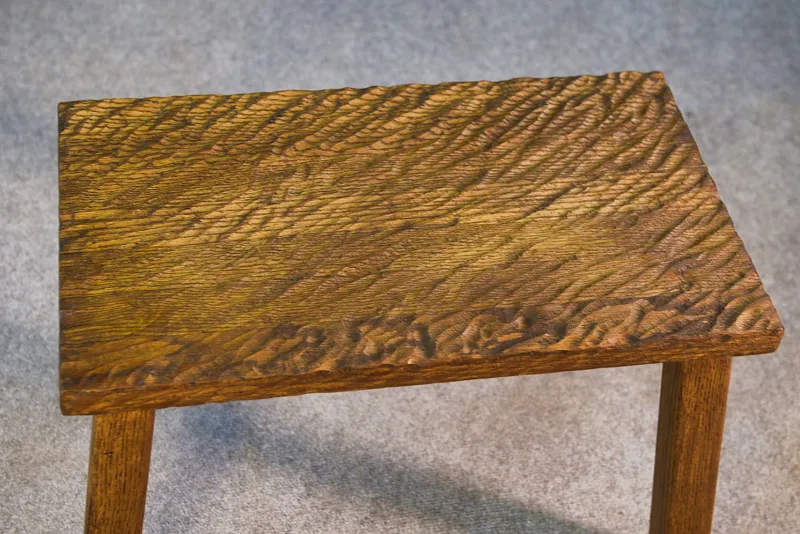 Pamono Vintage Gouged Side Table in Oak, 1960s