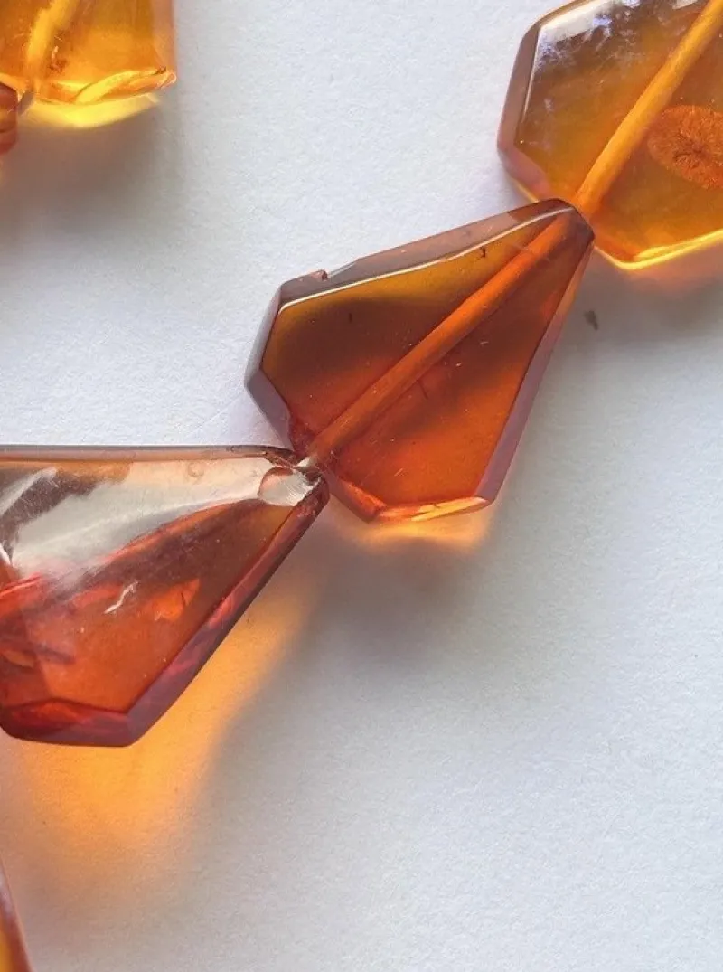 Pamono Vintage Graduated Facet Cut Natural Amber Butterscotch Large Pendant Necklace