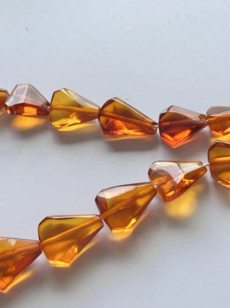 Pamono Vintage Graduated Facet Cut Natural Amber Butterscotch Large Pendant Necklace