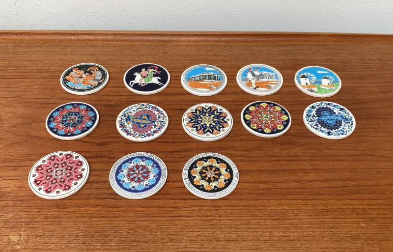 Online Pamono Vintage Greek Ceramic Handmade Coaster from Lito Niarchos, Set of 13