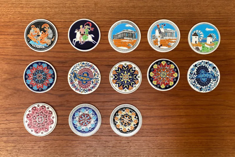 Online Pamono Vintage Greek Ceramic Handmade Coaster from Lito Niarchos, Set of 13