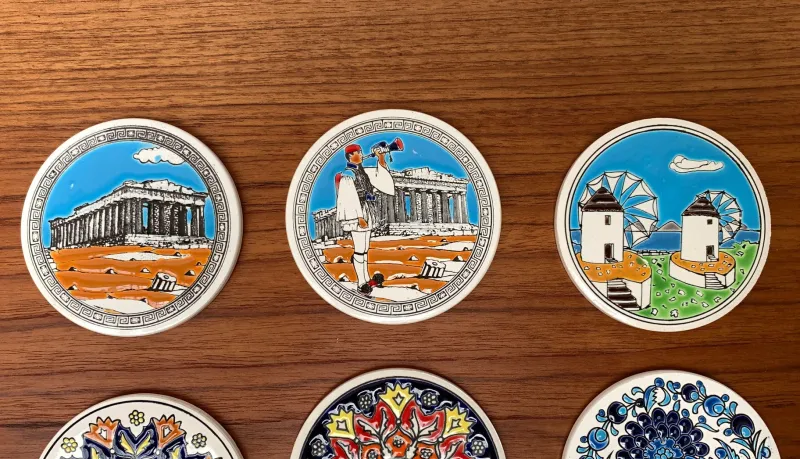 Online Pamono Vintage Greek Ceramic Handmade Coaster from Lito Niarchos, Set of 13