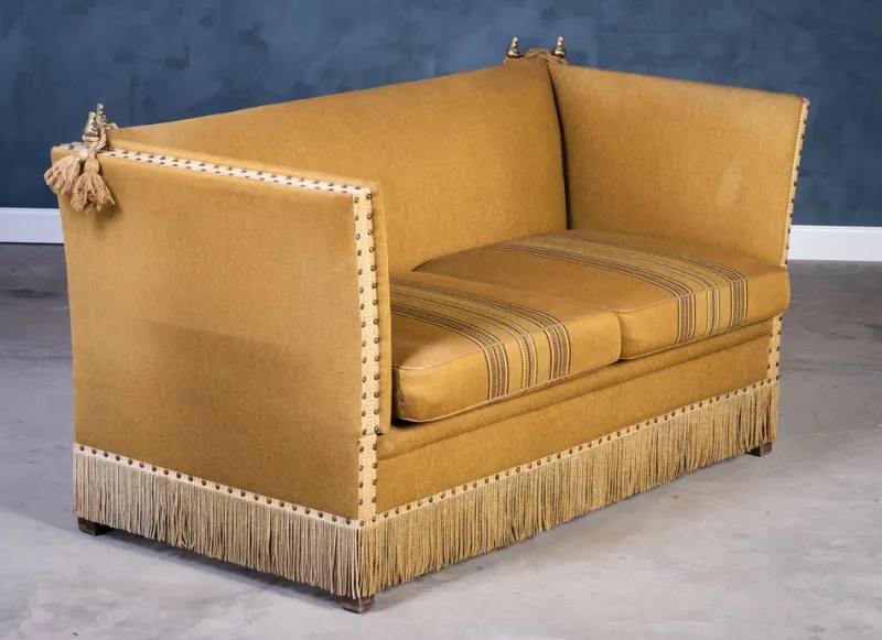 Hot Pamono Vintage Green and Yellow Velvet Knole Sofa, 1950s