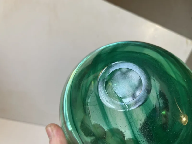 Pamono Vintage Green Atoll Art Glass Bowl by Anna Ehrner for Kosta Boda, 1980s