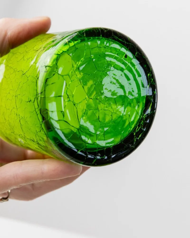 Pamono Vintage Green Crackle Murano Glass Decanter and Glasses, Italy, 1960s, Set of 4> Glassware
