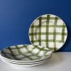 Pamono Vintage Green Square Soup Plates from the Moulin Des Loups Earthenware Factory, Set of 4> Dinner Plates & Bowls