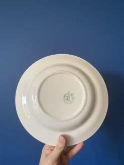 Pamono Vintage Green Square Soup Plates from the Moulin Des Loups Earthenware Factory, Set of 4> Dinner Plates & Bowls