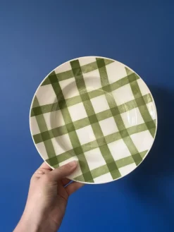 Pamono Vintage Green Square Soup Plates from the Moulin Des Loups Earthenware Factory, Set of 4><noscript><img width=