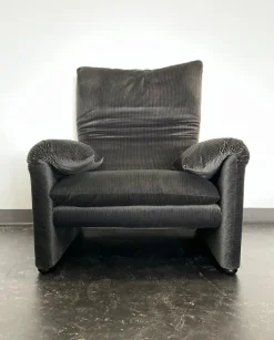 Outlet Pamono Vintage Grey Velvet Maralunga Sofa with Armchair by Vico Magistretti for Cassina, 1970s, Set of 2