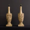 Pamono Vintage Hand-Carved Wooden Table Lamps by Mariano García, 1960s, Set of 2