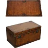Pamono Vintage Hand-Dyed Brown Leather Lockable Storage Trunk