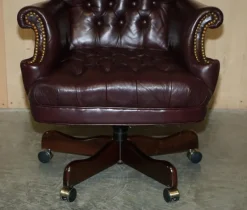 Pamono Vintage Heritage High Back Chesterfield Leather Office Captains Swivel Chair