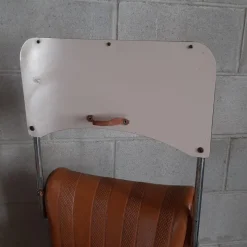 Online Pamono Vintage High Chair with Wheels in Chrome Metal and Faux Leather in Brown, 1960