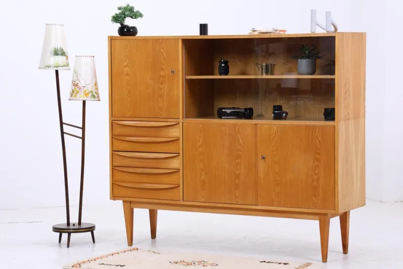 Pamono Vintage Highboard in Ash, 1960s> Sideboards & Buffets