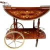 Pamono Vintage Hollywood Regency Italian Folding‑leaf Bar Cart in Wood & Brass, 1960s> Serving Bar Carts & Trolleys